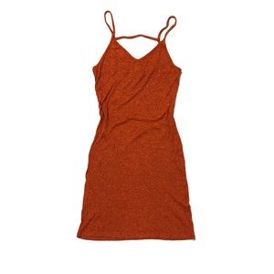 TOPSHOP Orange Spaghetti Strap Knit Mini Dress